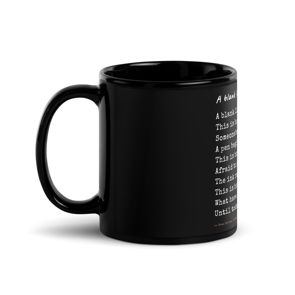 A Blank Lined Notebook — Black Glossy Mug