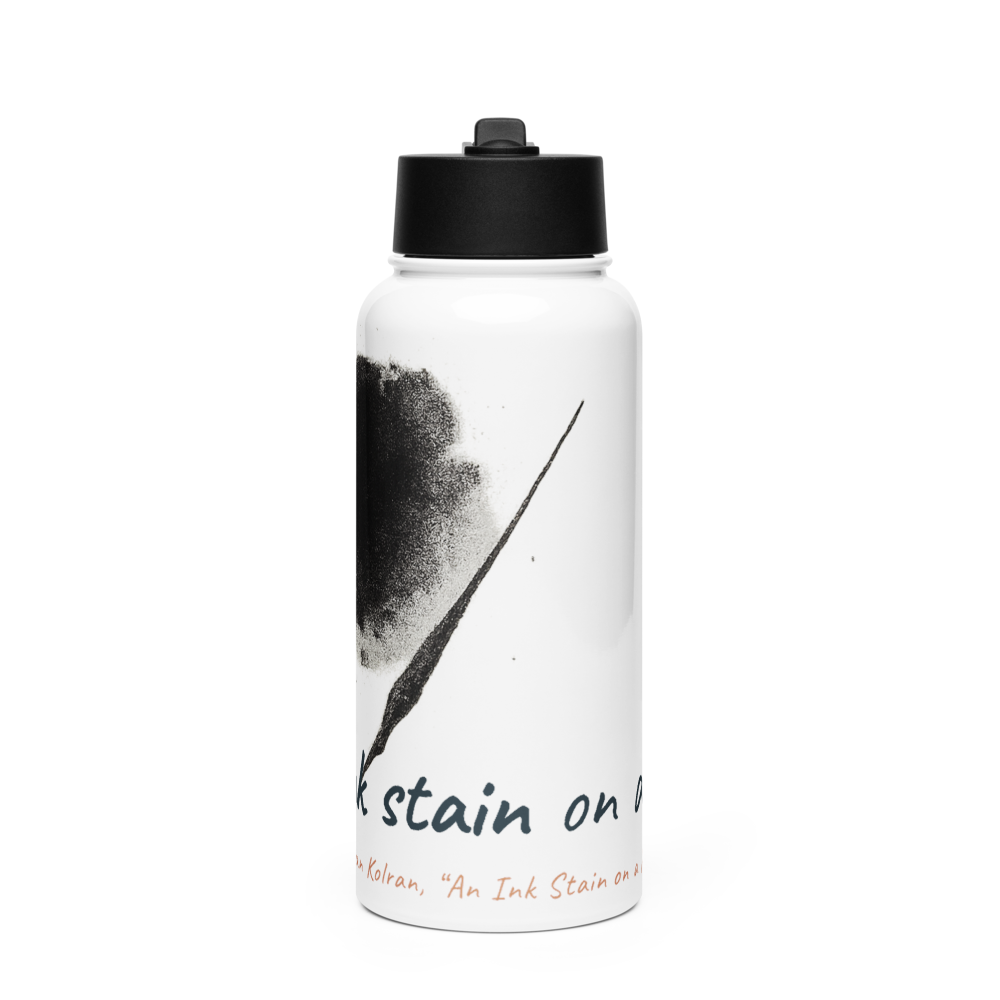 An Ink Stain on a Page — Stainless Steel Water Bottle with a Straw Lid